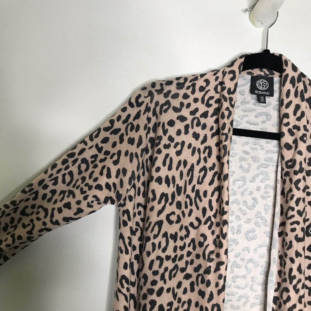 BOBEAU pink and black leopard print open front cardigan size XS - Picture 9 of 10
